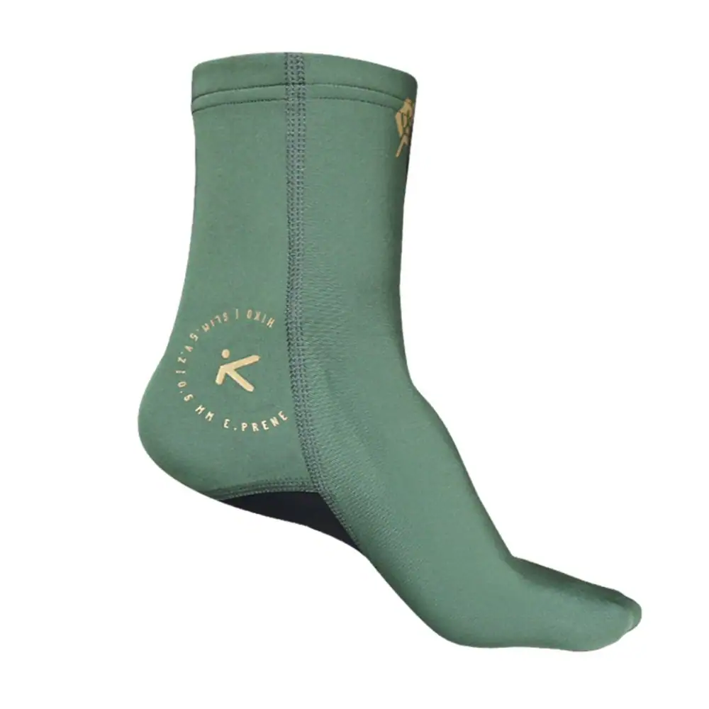 HIKO Slim neoprene socks olive – back logo detail for water sports